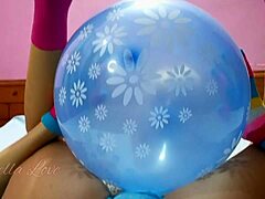 Naughty blonde step sister enjoys a blow to pop balloon in this new viral video