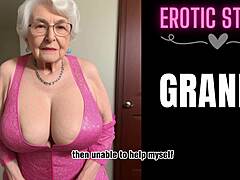 Old and young couple exchange Christmas gifts with a sensual massage