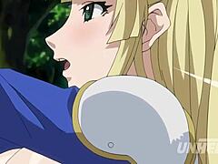 Animação japonesa de uma adolescente excitada com peitos grandes gozando em público