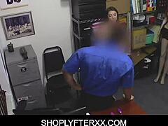 Vigilant guard fucks tiny brunette teen shoplifter after deal