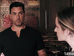 Tattooed beauties Ryan driller and Brooklyn Gray have sex on the couch