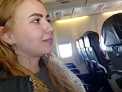 Bella Mur's Crazy Public Blowjob and Handjob on a Airplane