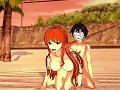 Nami's big ass bounces in hentai beach sex