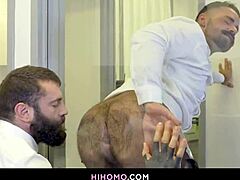 Tattooed gay office workers indulge in anal sex