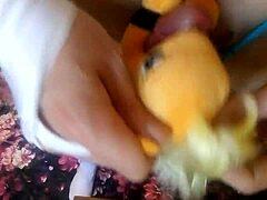 Masturbating my MLP plush toy Applejack in a shibari bondage scenario