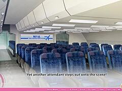Cartoon flight attendant threesome in erotic stewardess game