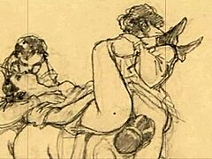 Vintage erotik illüstrasyonlar: Animekarikatür sanat eserleri koleksiyonu