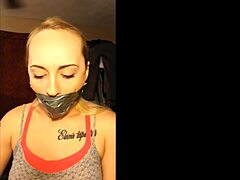 Gagged blonde gets deepthroat in homemade BDSM video