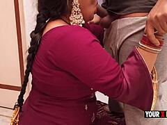 A plump Punjabi bhabhi gets a Bihar man's cock inside her while he urinates